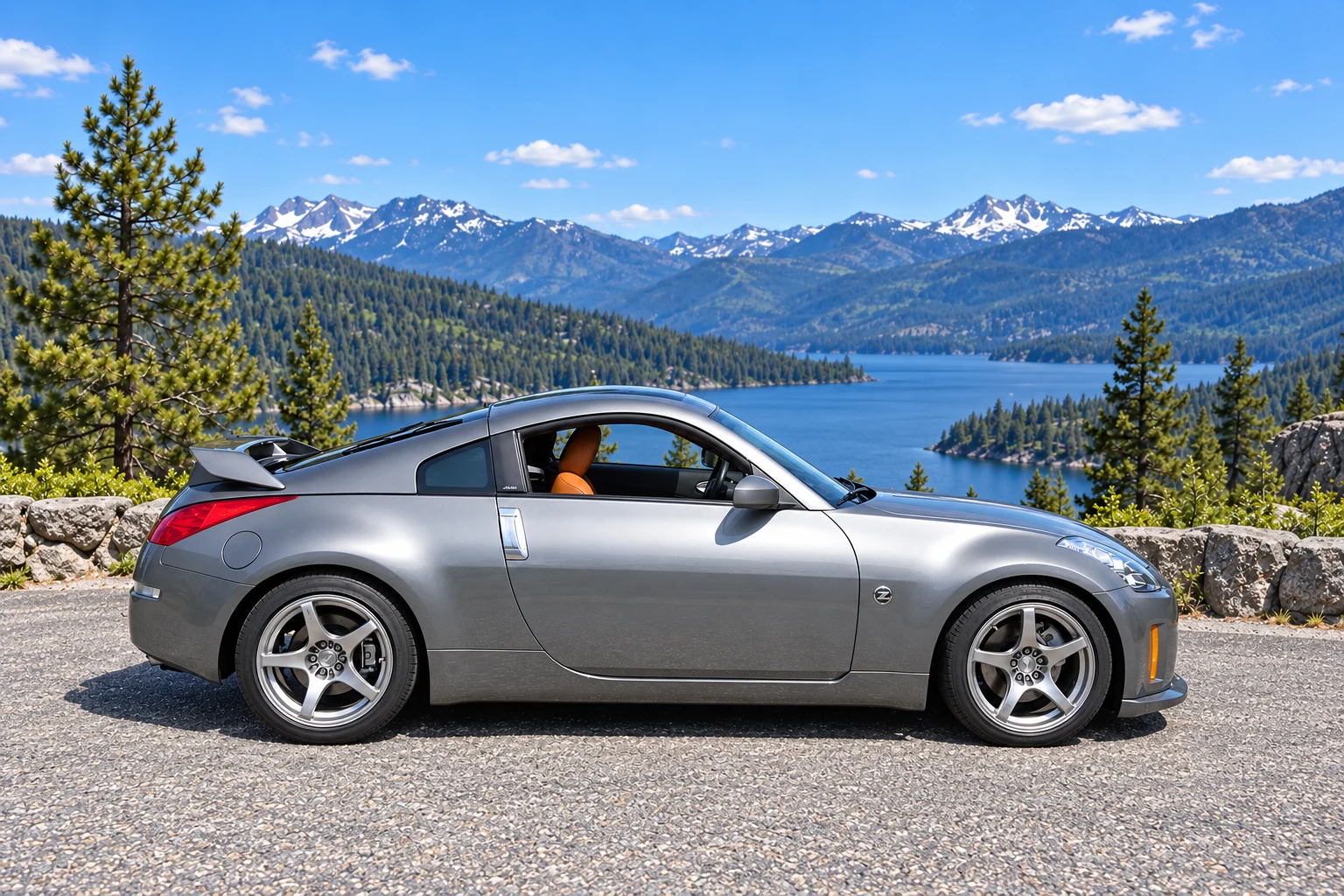 AI-generated view of a 2007 Nissan 350Z Touring with Enkei RP-03 wheels