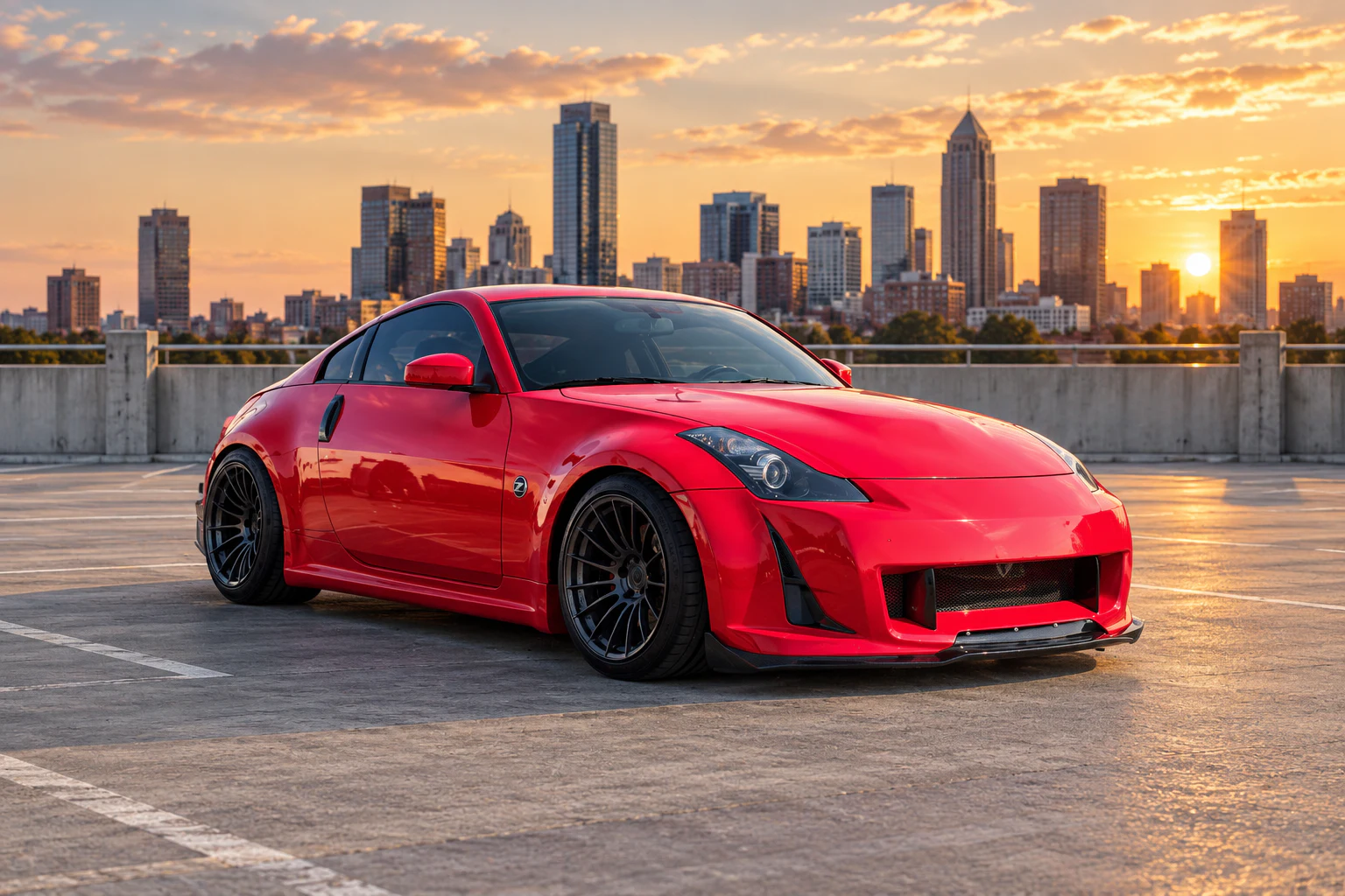 AI-generated view of a 2008 Nissan 350Z Base with Enkei RS05RR wheels