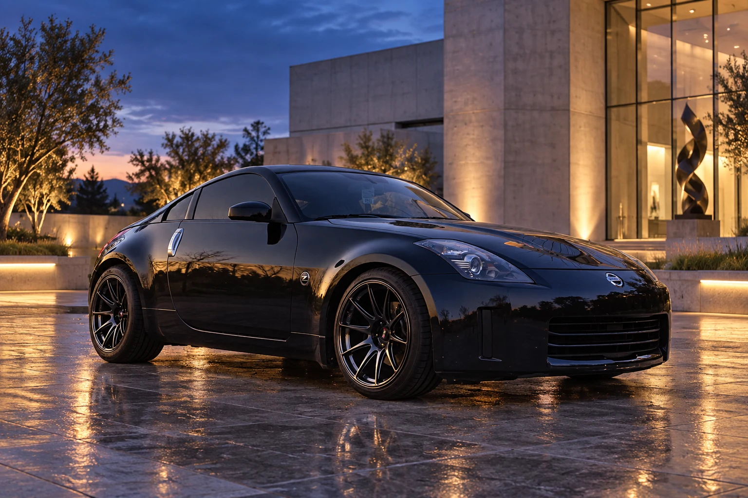 AI-generated view of a 2008 Nissan 350Z Touring with XXR 527 wheels