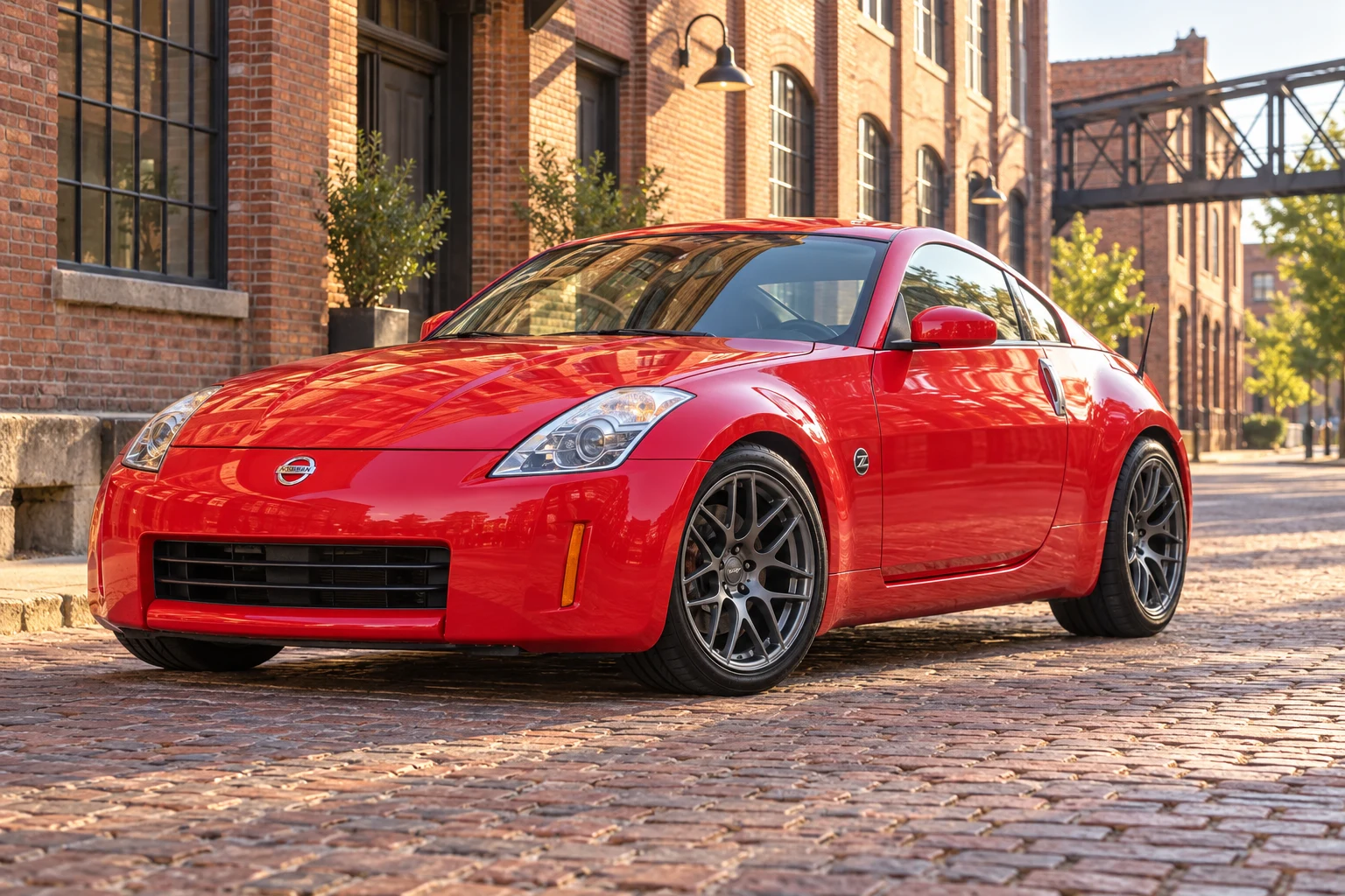 AI-generated view of a 2008 Nissan 350Z Touring with Forgestar F14 wheels