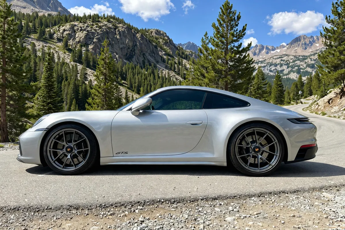 AI-generated view of a 2023 Porsche 911 Carrera 4 GTS with Apex VS-5RS wheels
