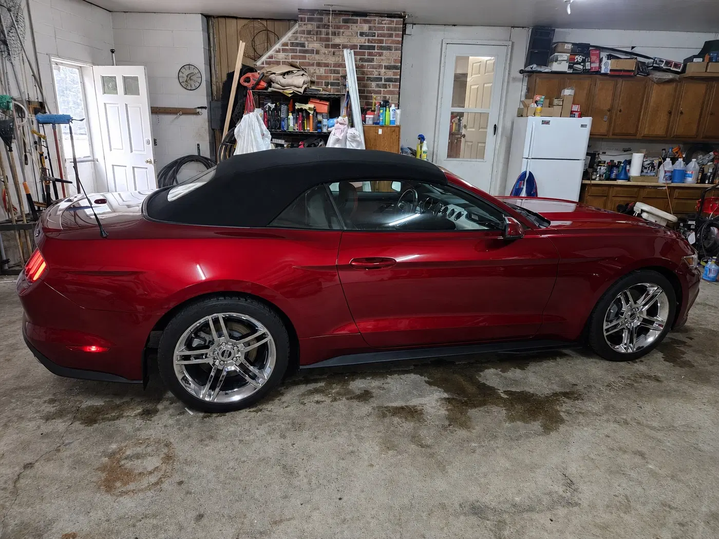 AI-generated view of a 2017 Ford Mustang GT Convertible with American Muscle 2010 Shelby replica wheels