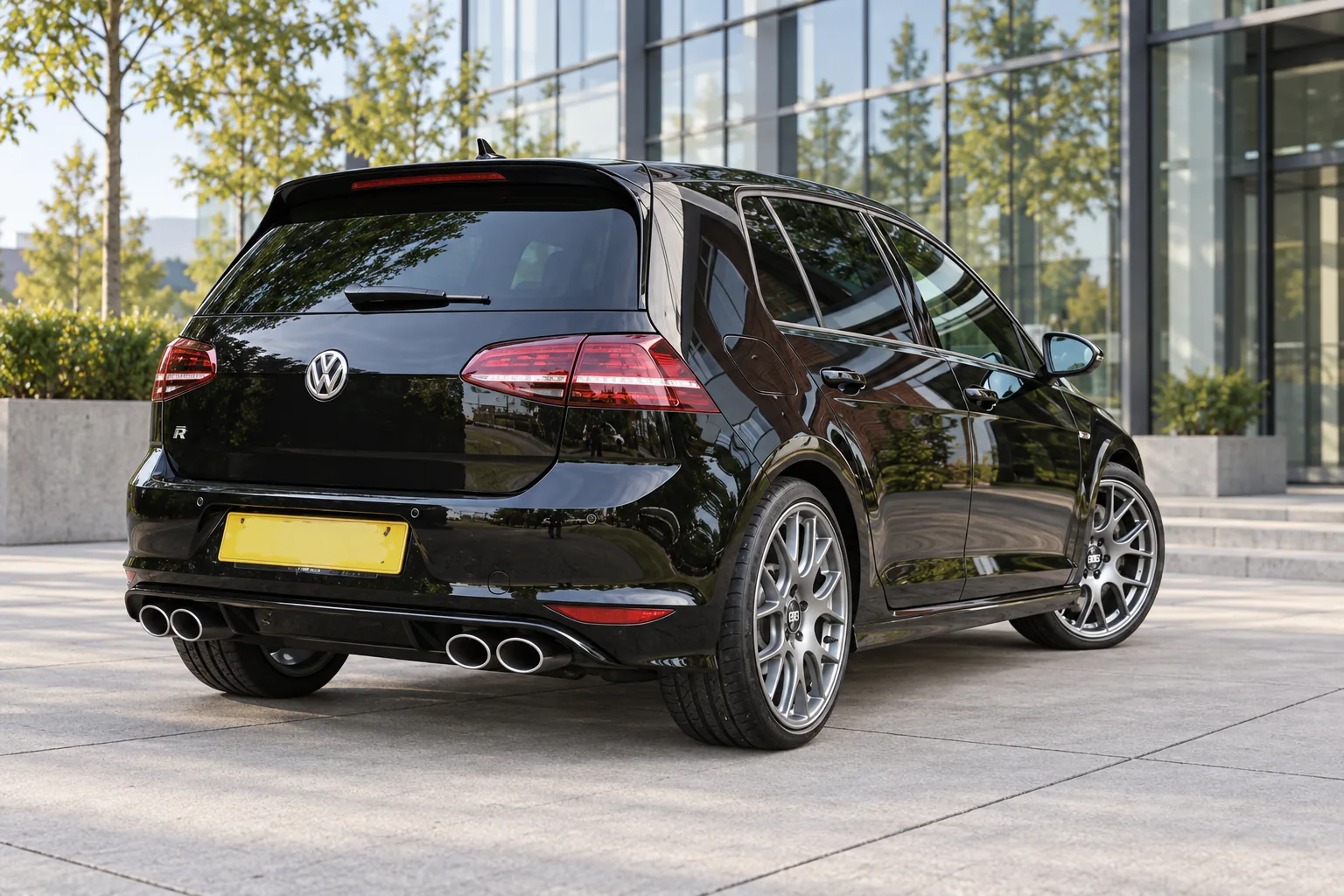 AI-generated view of a 2015 Volkswagen Golf R with BBS CH-R wheels
